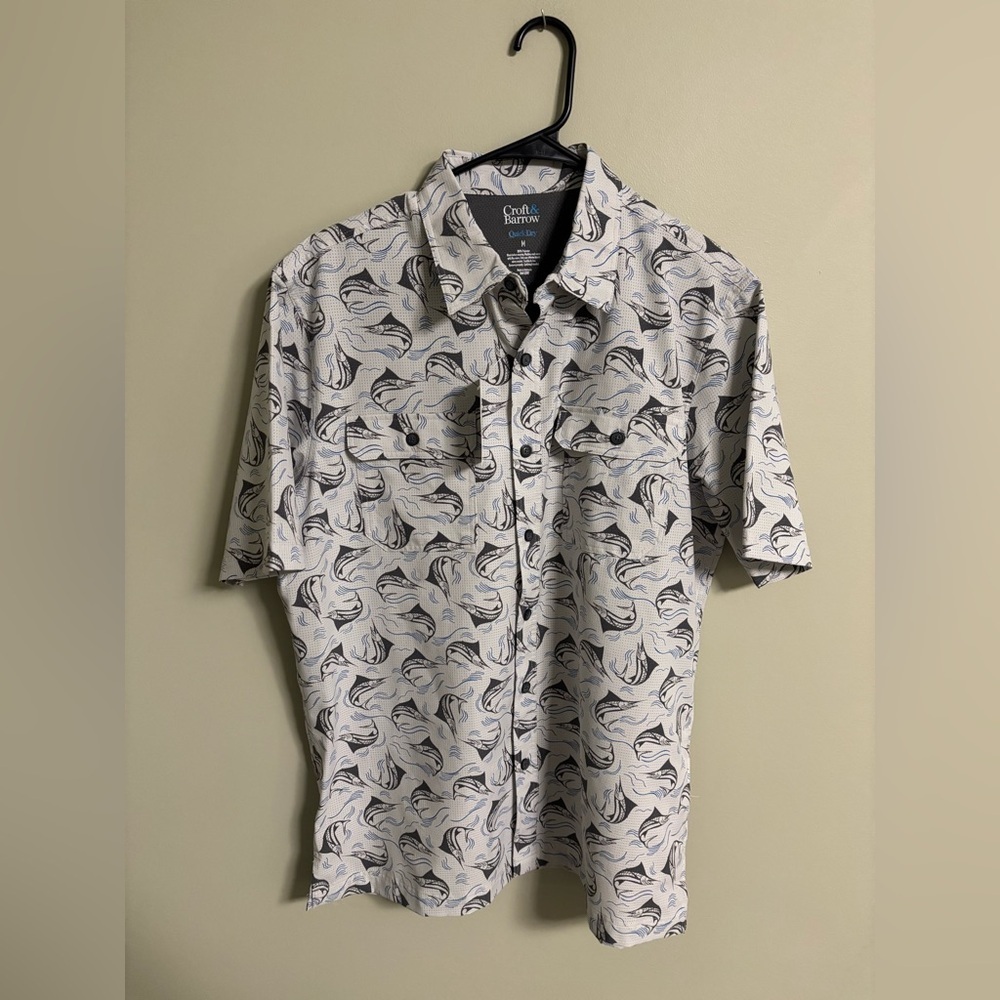 Croft & Barrow Quick Dry Vented Shirt Mens Size Medium Fishing Marlin New Button